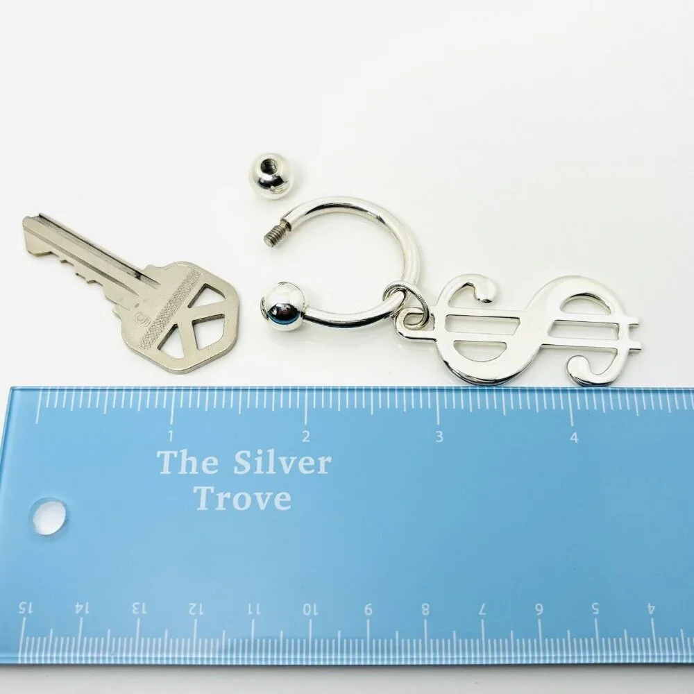 RARE Tiffany & Co Dollar Sign Key Ring Chain in Sterling Silver Currency Code